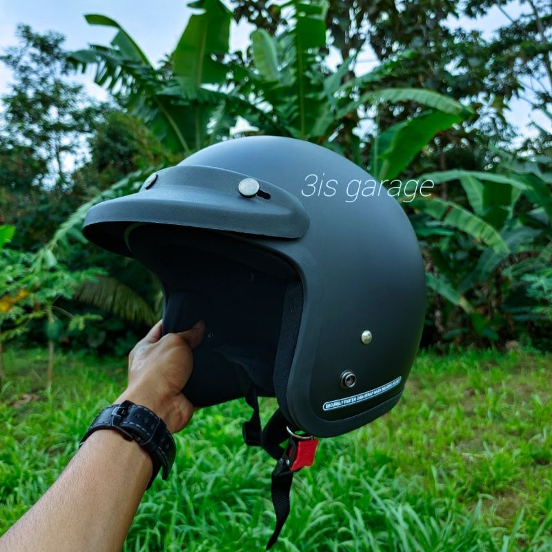 HELM BOGO DEWASA WANITA RETRO FULL LEHER SNI KACA DATAR