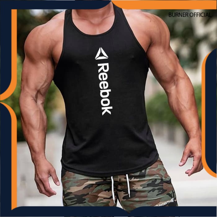 Kaos olahraga singlet gym fitness REEBOK sport baju training pria