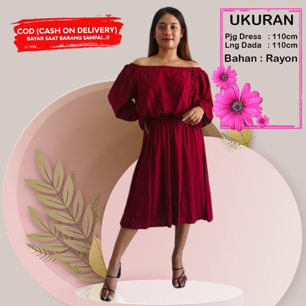 Dress Wanita Casual Dress Jumbo Sexy Dress Bali Panjang Polos Dress Murah Kekinian Dress Kerut Bali