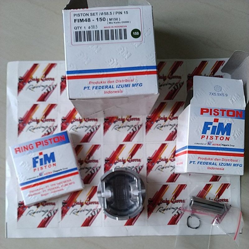 PISTON KIT SEHER FIM 48 IZUMI RACING YAMAHA MIO NOUVO FINO DIAMETER 57 57.5 58 58.5 59 PEN 15 MM