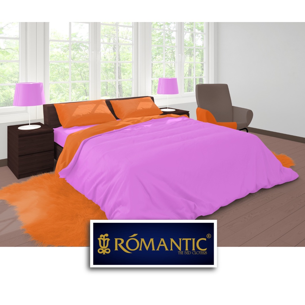 Two Tone Bedcover ROMANTIC Pink x Orange aesthetic Bandung