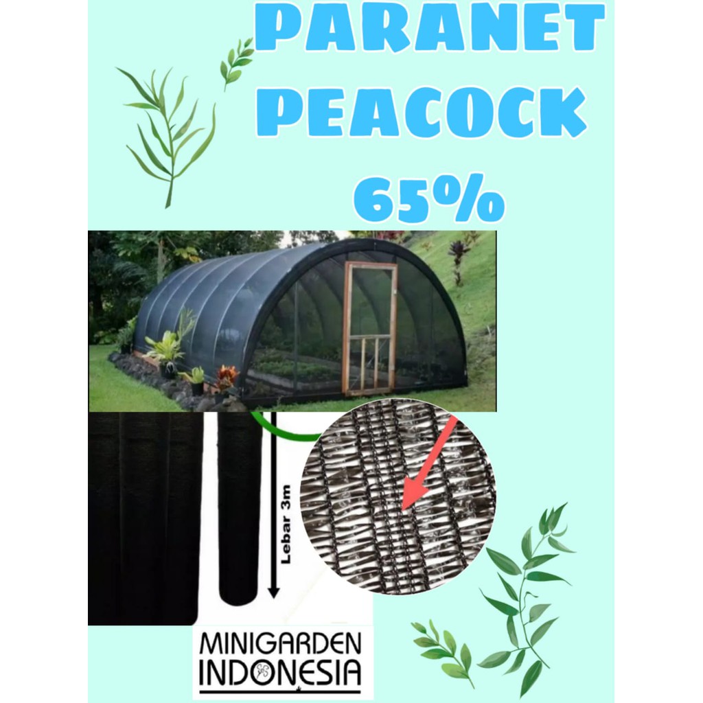 PARANET PEACOCK 65% LEBAR 3 METER ECERAN anti uv jaring peneduh atap tanaman rumah anggrek shading net