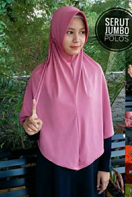 Jilbab Instan Serut Jumbo / Serut Polos Jokowi Jumbo Jersey Syari / Serut Adiba Jokowi Jumbo-3