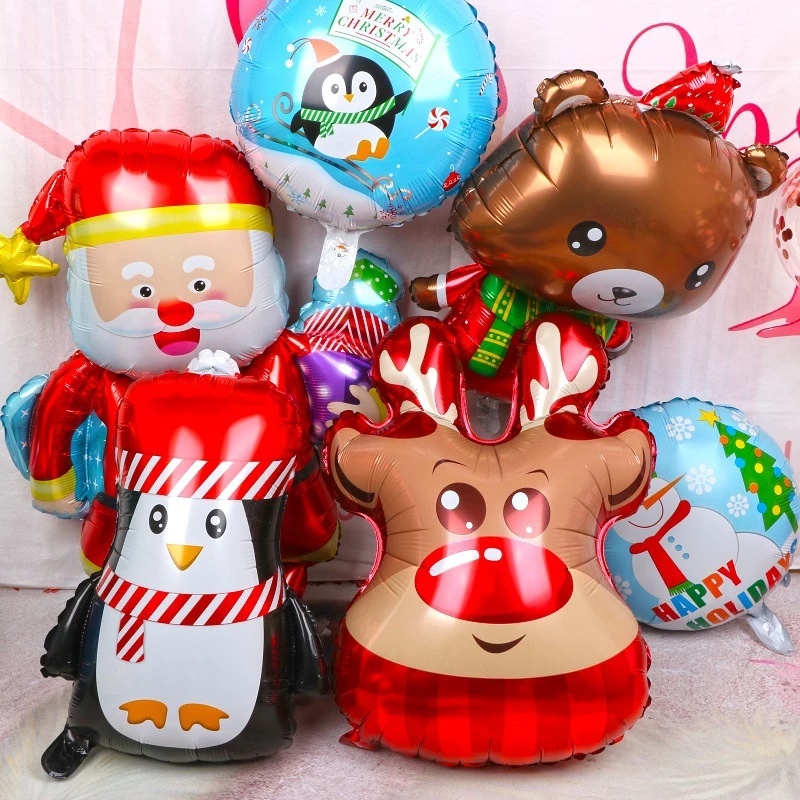 Balon Foil Desain Snowman Santa Claus Elk Untuk Dekorasi Natal