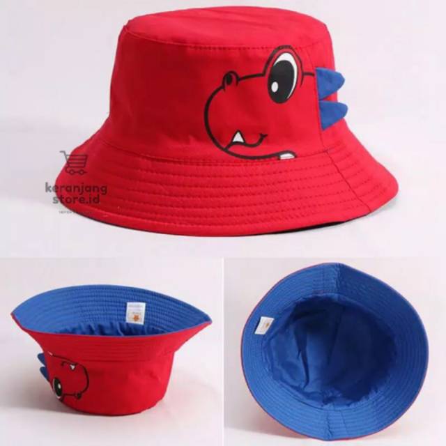 TOPI BUCKET ANAK LAKI-LAKI / PEREMPUAN GAMBAR KARTUN DINOSAURUS / BUCKET DINO | FADHILAH SHOP BJB