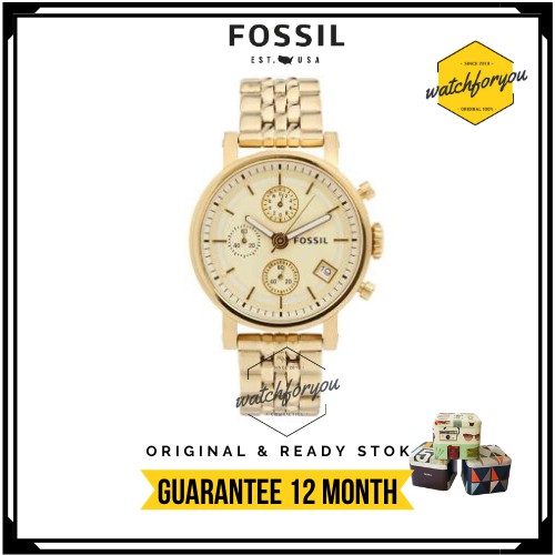 Jam Tangan Fossil Wanita ES2197 Original Boyfriend Gold - Fossil ES 2197 Boyfriend Original