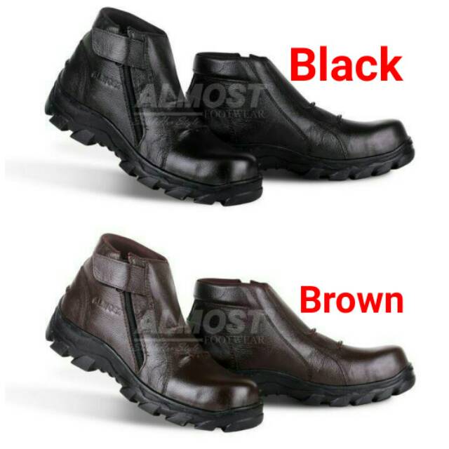 SEPATU SAFETY SEMI BOOTS ALMOST PRIA KULIT BOOT SAVETY BUT SEPTI BUTS SEVTI