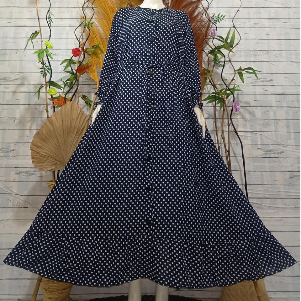 LANGSUNG KIRIM Gamis Mayung Polkadot Kancing Depan / Gamis Monalisa Polkadot Terlaris  / Gamis Klok A33