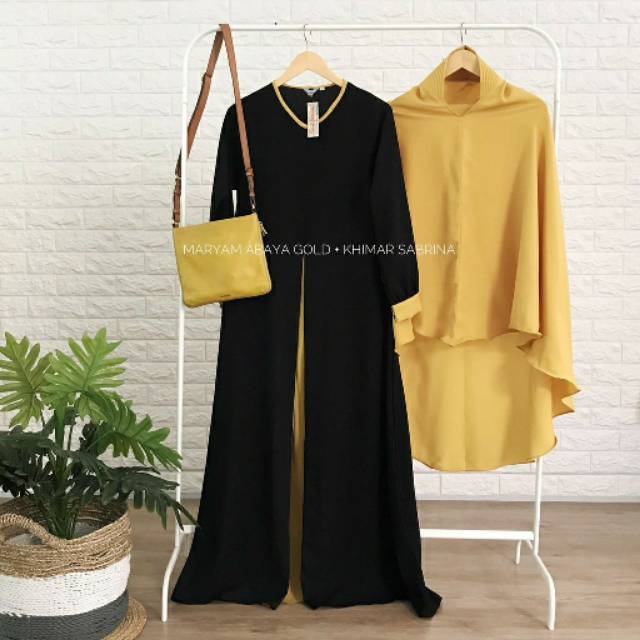 Abaya Hitam Black gold Maryam by Shafeeya