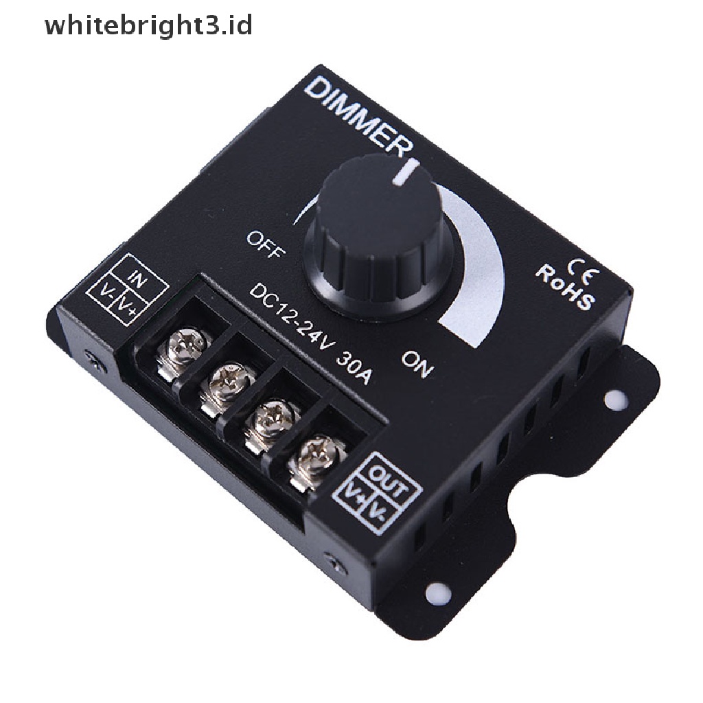 (whitebright3.id) 1pc Saklar dimmer Lampu strip led dc12v / 24v 30a Warna Hitam