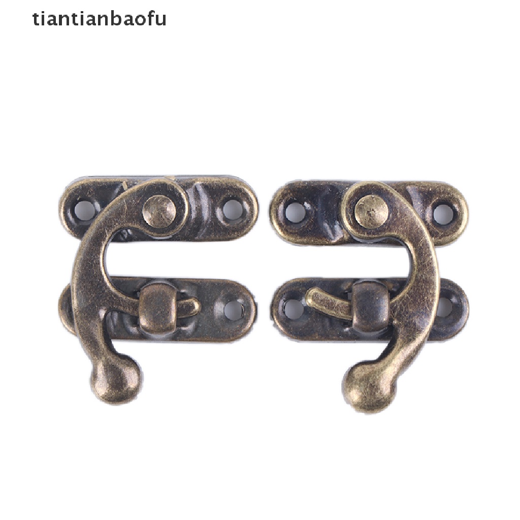 [tiantianbaofu] Small Silver Hasp Latch Chest Lock Jewellery Wine Wooden Box Craft Hook + Screws Boutique