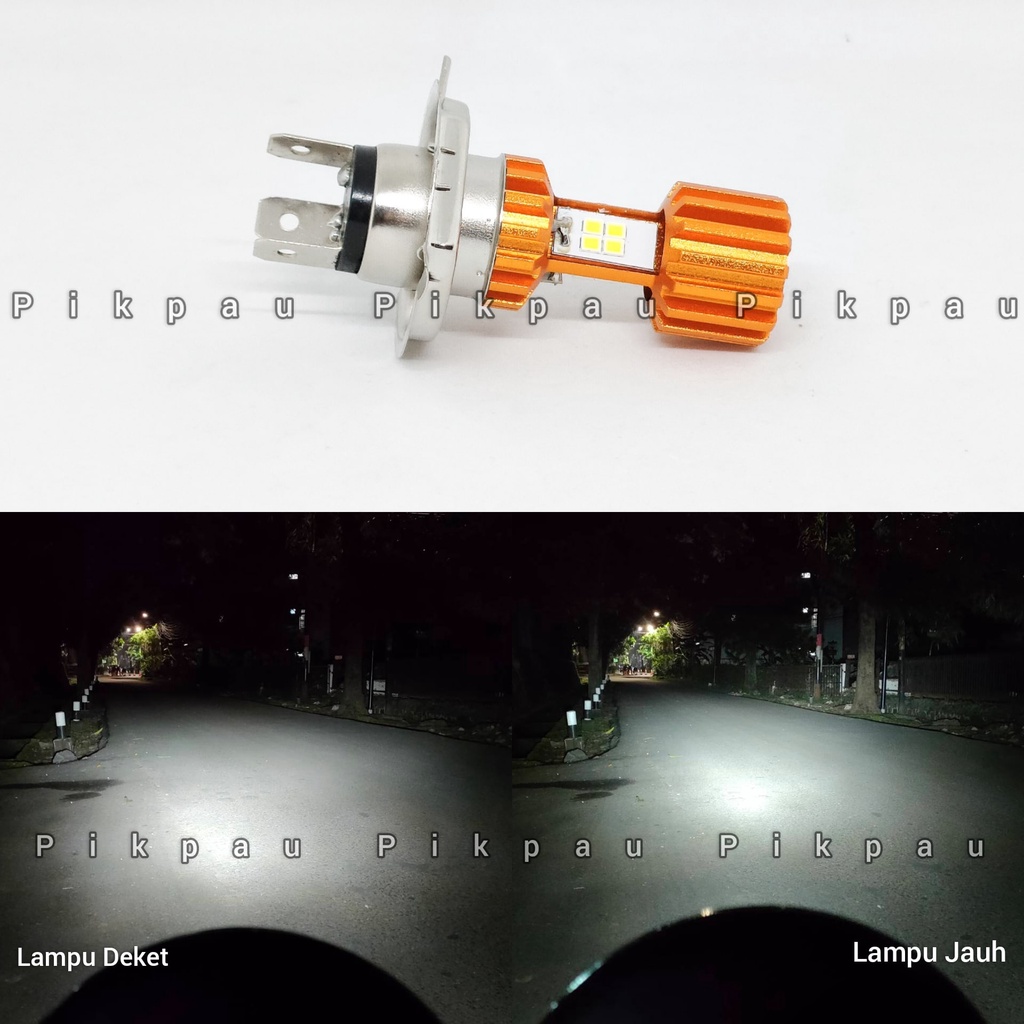 Lampu Utama Motor LED H4 12 Mata Lampu Depan 3 Sisi AC DC Jauh Dekat