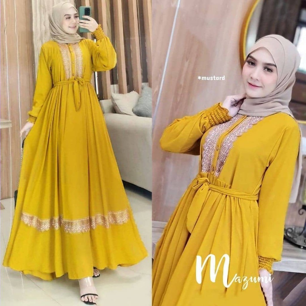 GAMIS WANITA MAJUMI DRESS BAHAN CERUTY BABYDOLL FULL PURING APLIKASI RENDA LD 110 CM PB 138 CM KANCING HIDUP / BUSUI FRIENDLY GAMIS WANITA TERBARU 2023 KEKINIAN DRESS CERUTY PREMIUM MAXY DRESS WANITA JUMBO  BAJU GAMIS MUSLIM MODERN