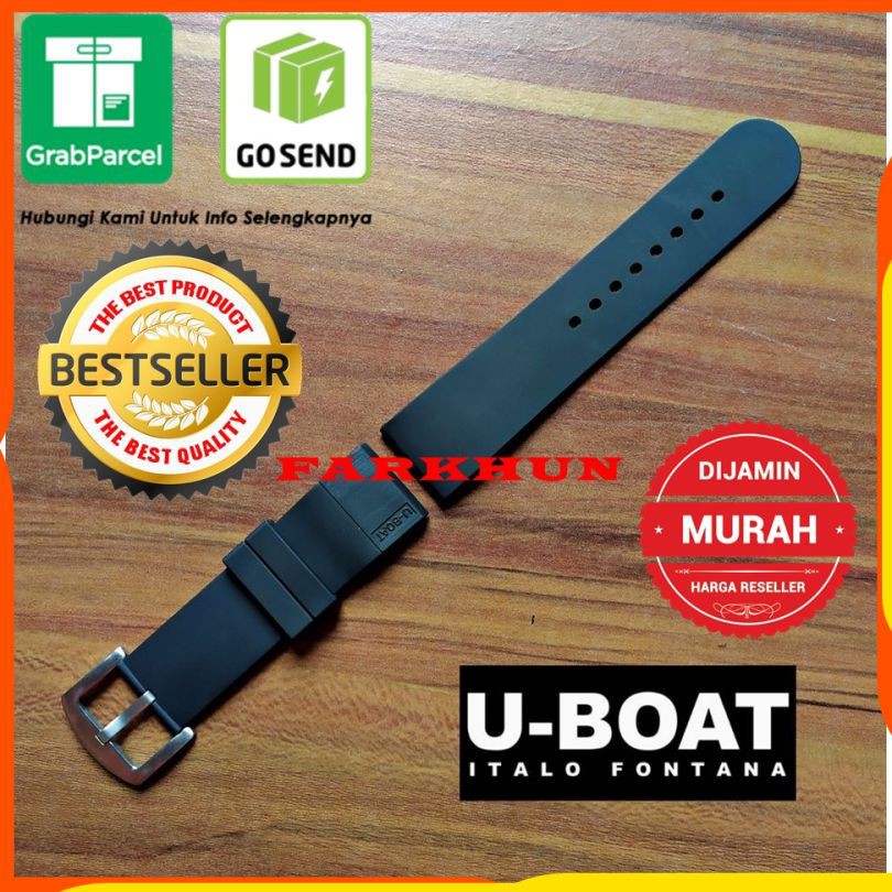 STRAP U-BOAT TERMURAH BAND TALI JAM TANGAN KALEP 24 MM RUBBER BLACK KARET HITAM UBOAT U BOAT 24MM