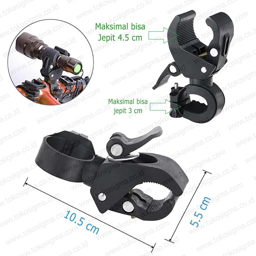 Bike Handle Bar Clamp Led Flashlight Holder Sepeda Jepit Senter Pompa