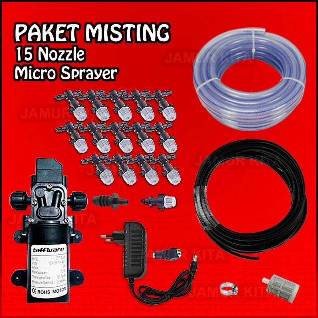 Paket Sprayer Kabut / Embun / 15 Titik Micro Sprayer Nozzle