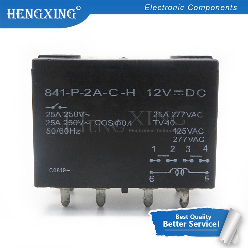 10pcs 841-P-2A-C-H 12VDC Relay 25A 6-PIN