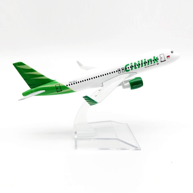 Citylink Airbus 320 Model Pesawat Terbang Penumpang A320 Bahan Metal Ukuran 16CM