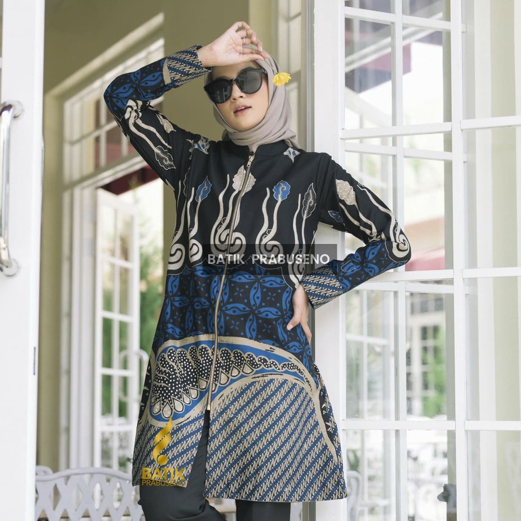 Tunik Batik Wanita Modern Terbaru Jumbo M L XL XXL Atasan Batik Wanita Seragam Murah Motif Pitaloka 