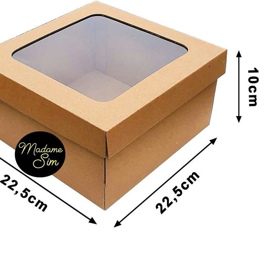 

KOTAK KUE - CAKE BOX 22 x 22 x 10 CM - COKLAT + JENDELA (ISI 10 PCS)