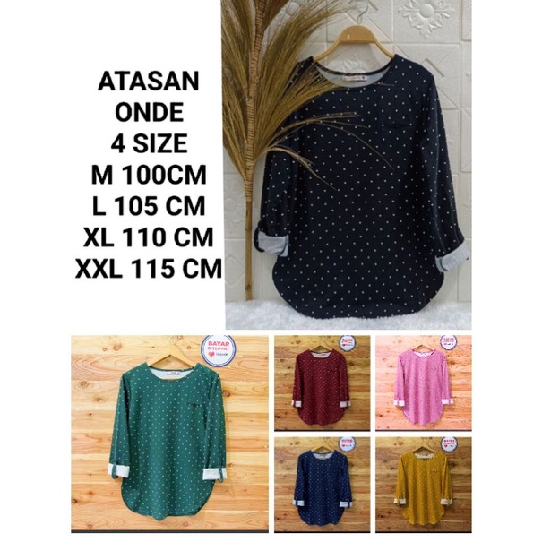 COD☑️BLOUSE MOTIF POLKADOT/ATASAN ONDE MATT BABYTERRY/4 SIZE M-L-XL-XXL/ATASAN  WANITA TERBARU/BLOUSE WANITA/GOOD QUALITY