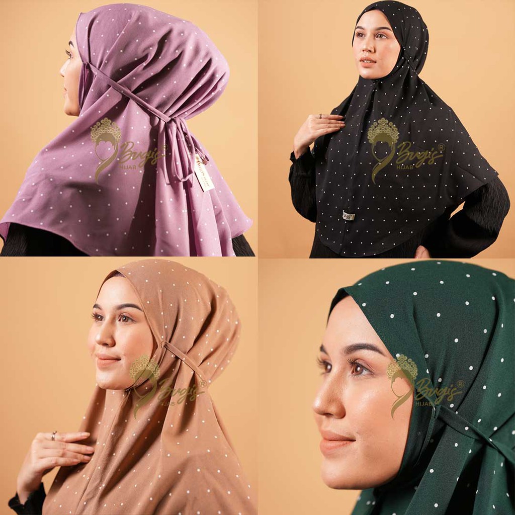 Bugis Hijab - Bergo Maryam Motif Polkadot - Ukuran L - Bergo Instan-2