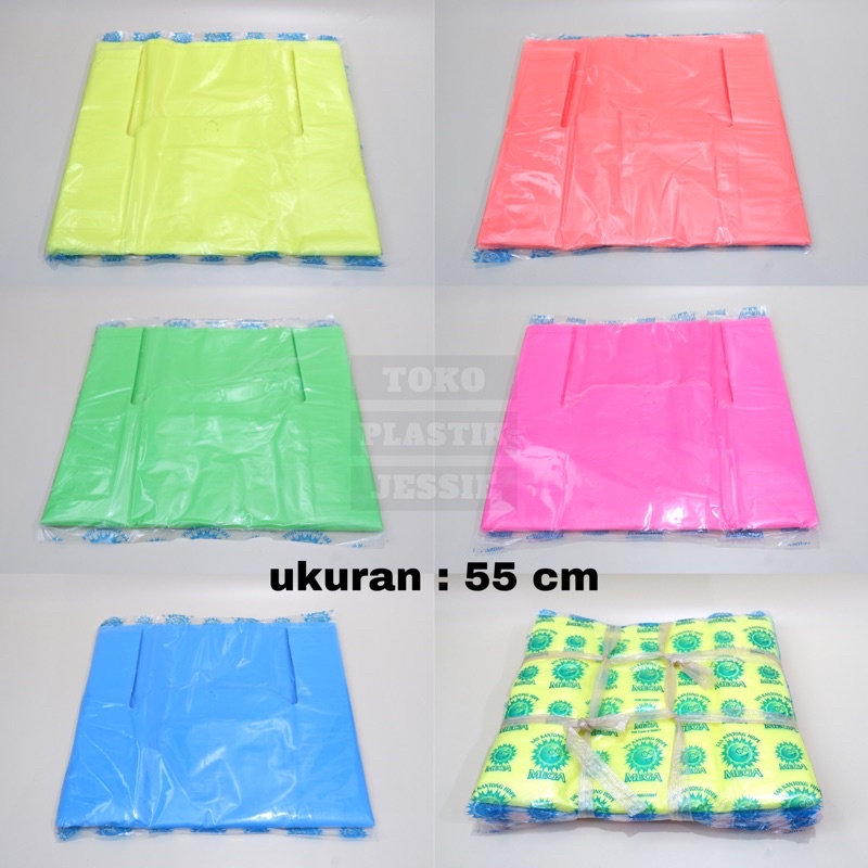 Kantong Plastik kresek Mega Kresek Stabilo Warna-Warni - uk 55 cm (LEBAR)