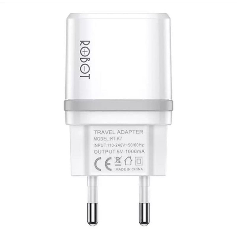 ROBOT RT-K7 Quick Charge Output 5V/1A Fireproof Charger White