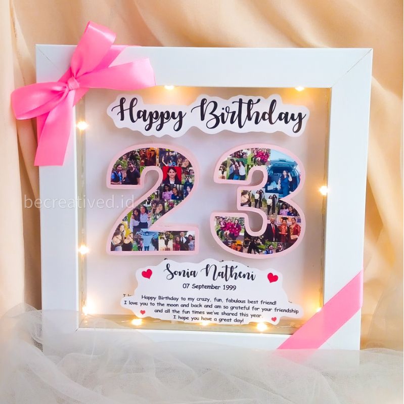 Bingkai 3D Plus Lampu LED Mozaik Angka/Huruf