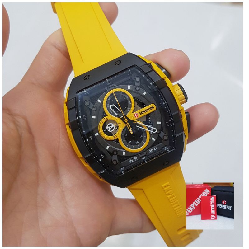EXPEDITION PRIA E 6782 BLACK YELLOW JAM TANGAN EXPEDITION PRIA ORIGINAL