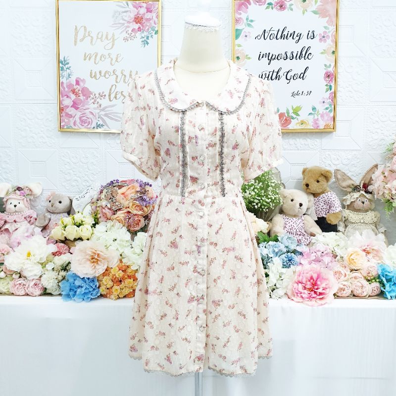 Dress Import Kawaii Korea bunga