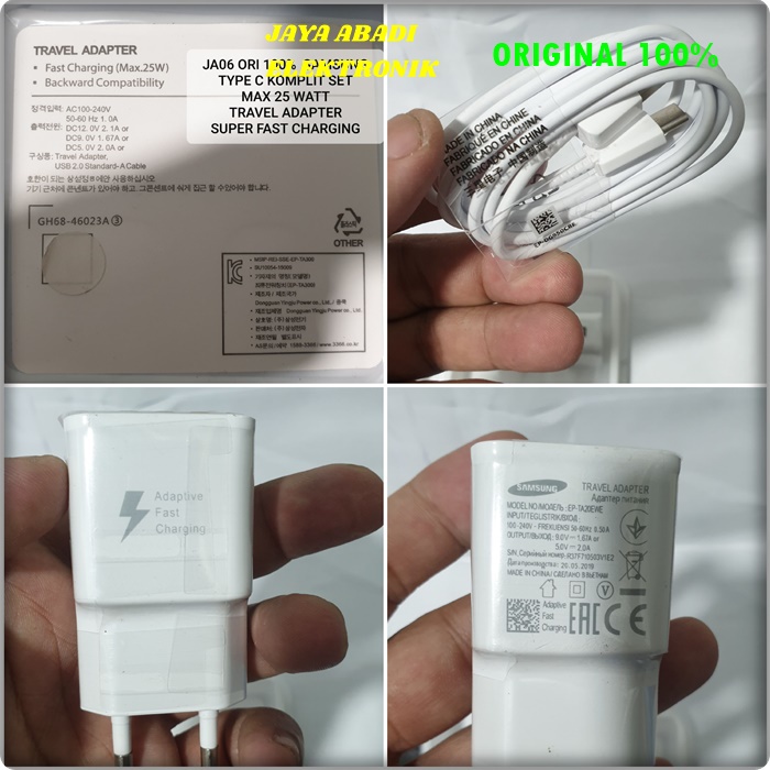 J06 SAMSUNG ORIGINAL ADAPTOR CHARGER 25 WATT KABEL DATA USB TYPE C TIPE.C FAST CHARGING FLASH QUICK CAS CASAN J06  samsung ori 100% 25 watt w kabel data usb tipe c type adaptive fast charging adaptor travel adapter androit cas casan quick charge quallcomm