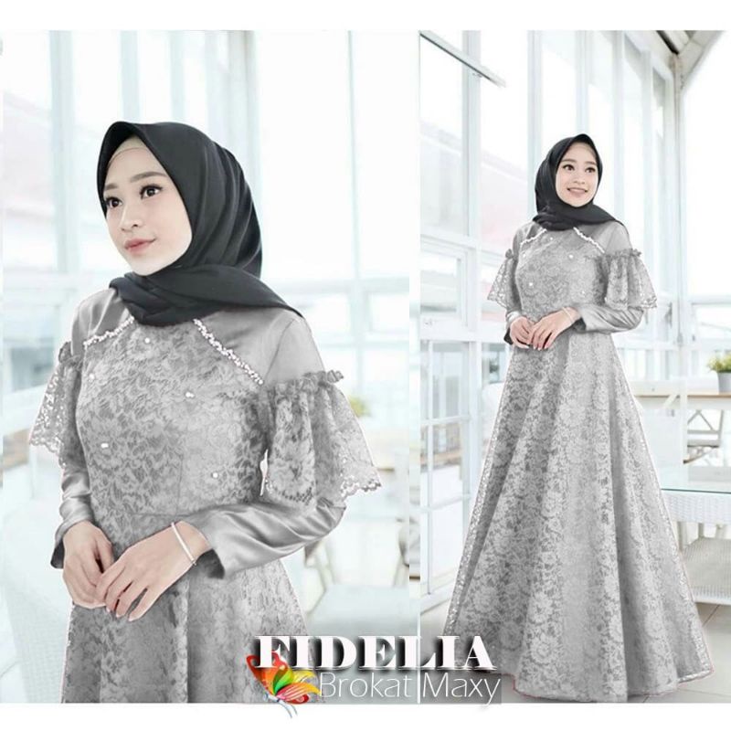 MAXY FIDELIA MUTIARA, VELVET BRUKAT PREMIUM, GAMIS HIJAB MUSLIM, DRESS