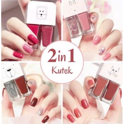 KUTEK 2 IN 1 HALAL KUTEKS 2 TONE KUTEK KOREA Cat Kuku muslimah Gel Nail polish