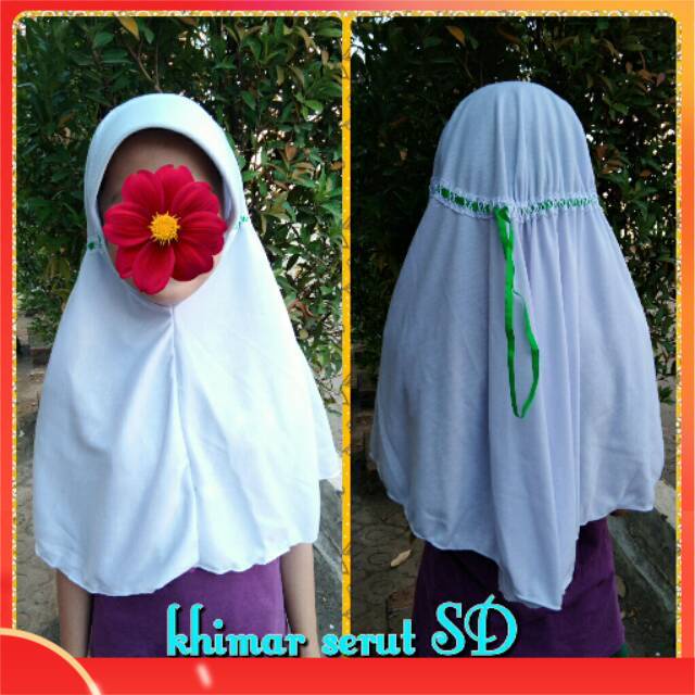 Khimar bahan serut anak SD kerudung