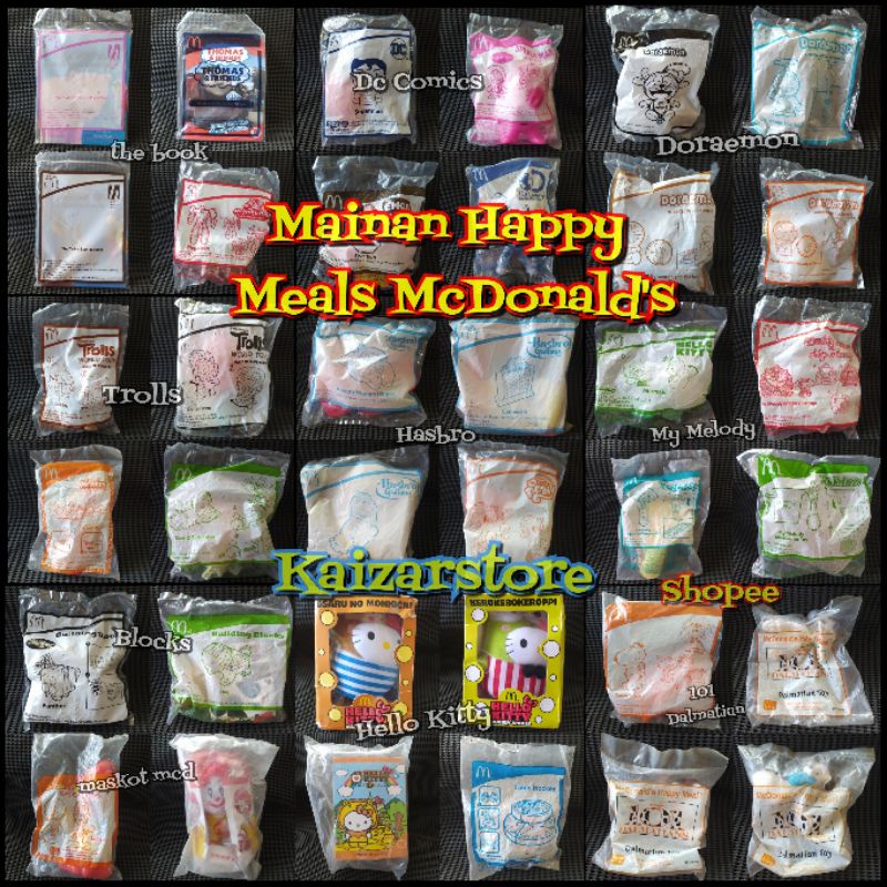 Mainan MCD Happy Meals McDonalds Hello Kitty Melody transformers smurf hotwheels snoopy peanuts Beyb