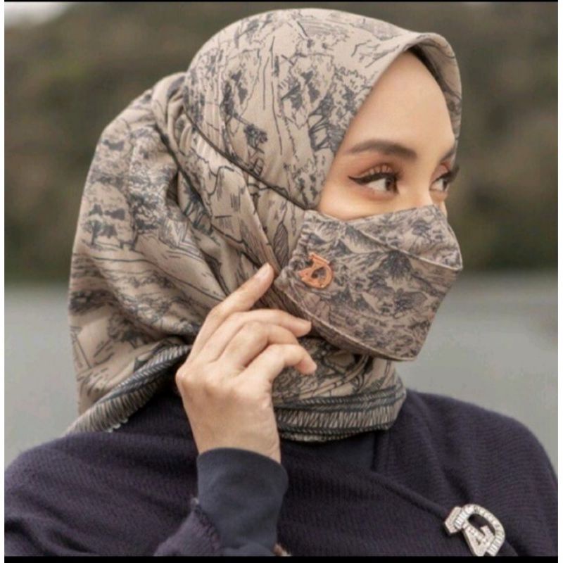 jilbab segiempat motif button kw