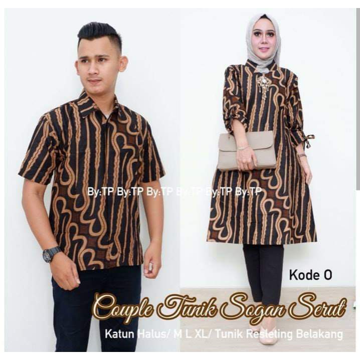 Couple Sogan Serut Kode O Batik Wanita Kemeja Pria Dress Modern Premium Exclusive Tunik Seragam Kantoran Motif Klasik Genes Baju Kondangan Sarimbit