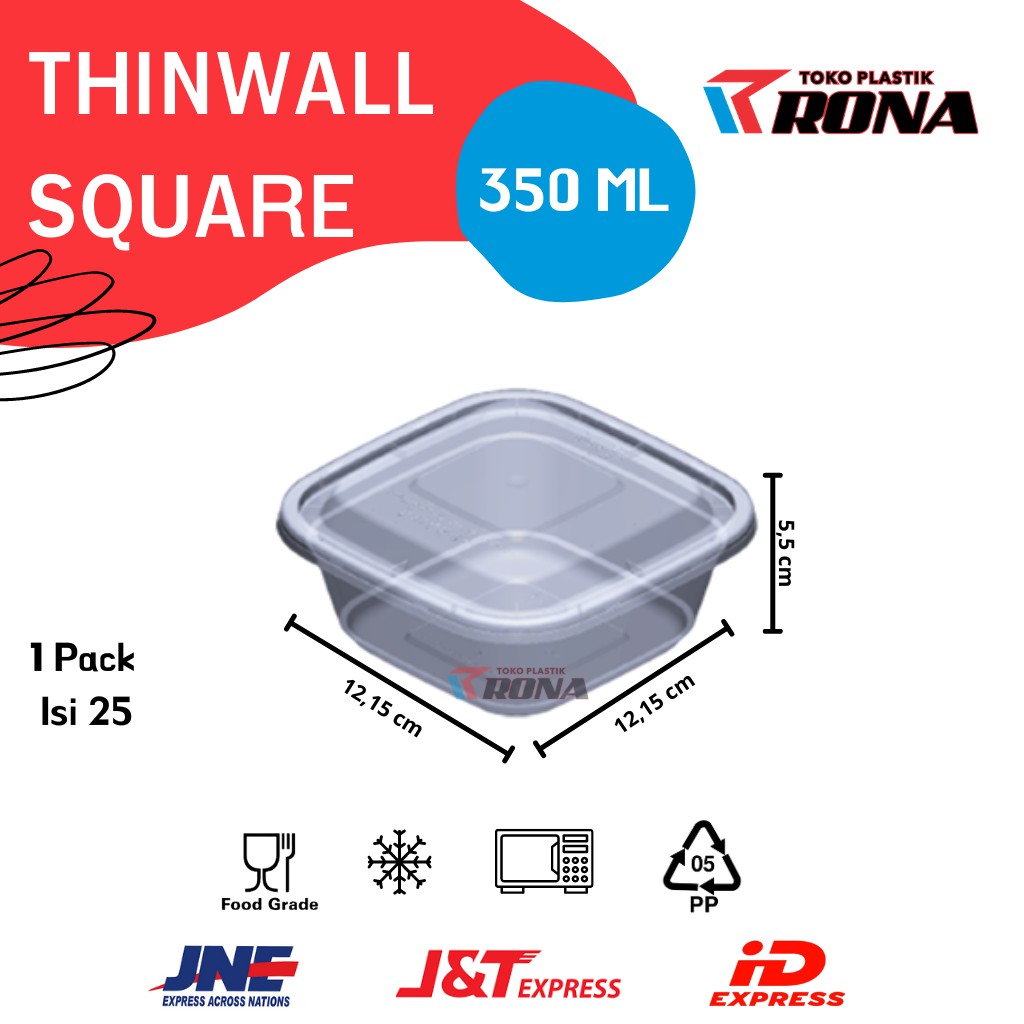 THINWALL KOTAK VICTORY 350ml THINWALL SQUARE VICTORY 350ml FOOD CONTAINER KOTAK 350ml