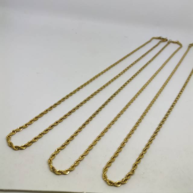 Kalung tambang titanium warna emas