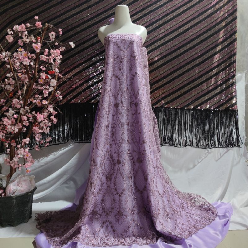 kain tille elisaab / bahan brukat elisaab / tille eliesaab bordir