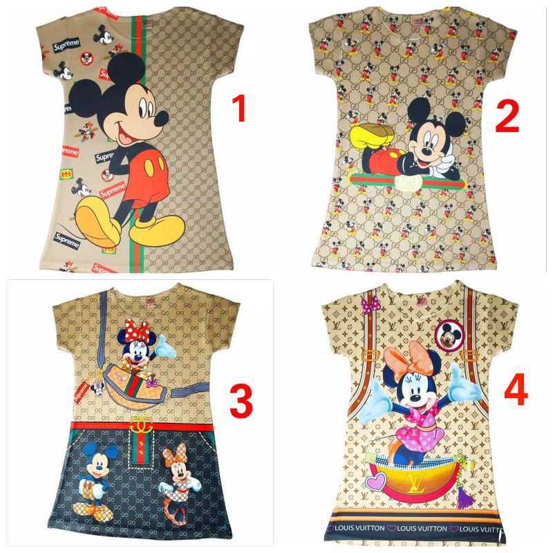DRESS ANAK LUCU MICKY MOUSE LV / DRESS DEWASA KUCU MICKY MOUSE LV / DRESS IMPORT BAHAN SCUBA