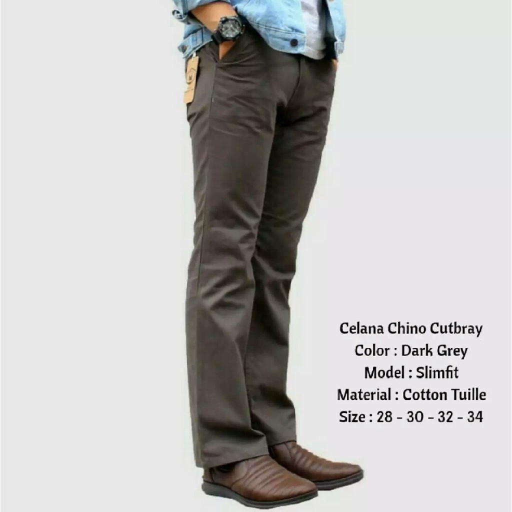  Celana  Pria  Chino Cutbray  Bahan  Cotton Twill Stretch Melar 