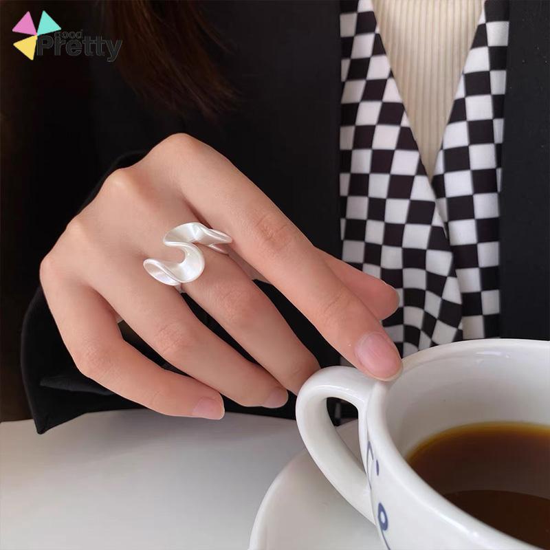 Cincin Renda Zirkon Gelombang Matte Pembukaan Cincin Sederhana Wanita yang Dapat Disesuaikan - PD