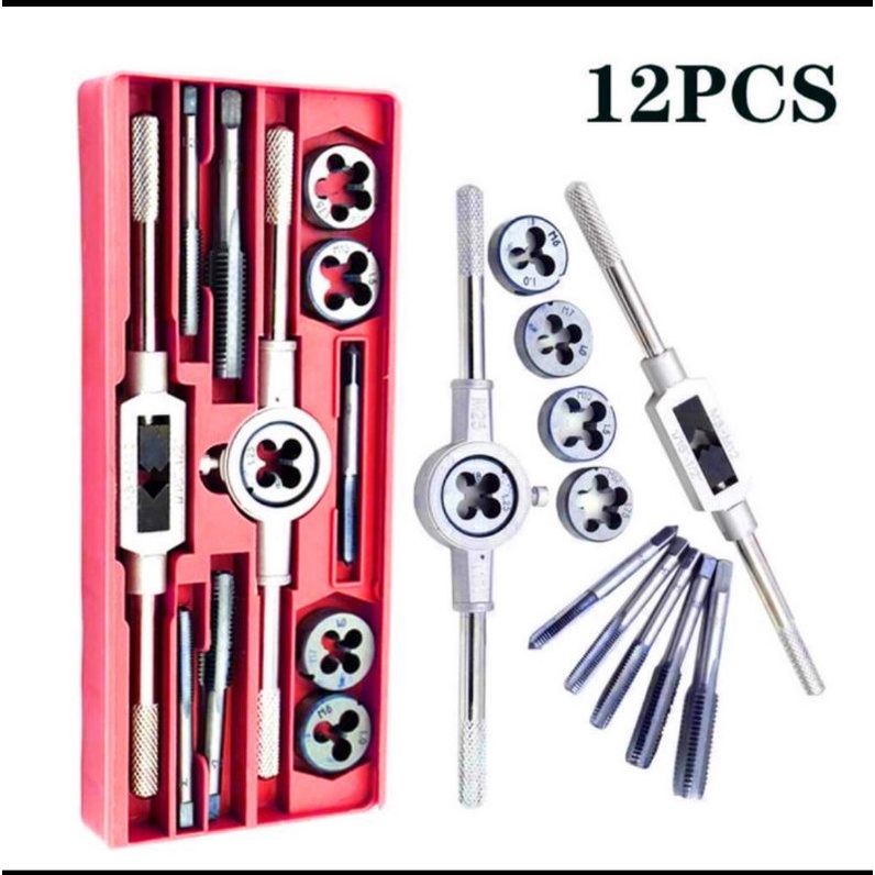 HAND TAP SET ADJUSTABLE HAND TAP DIES SET 12PCS ALAT SNAI DAN TAP ULIR