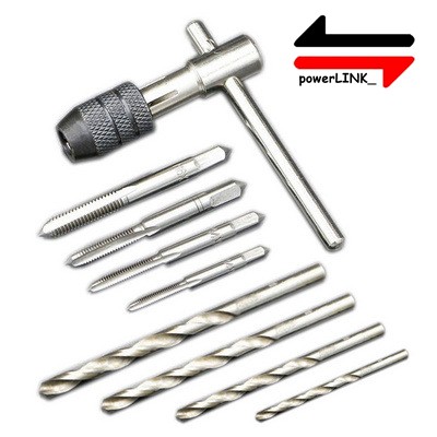 Hand Tap Set 9pcs - Screw M3-M6 Wrench Holder - Reversible Taps