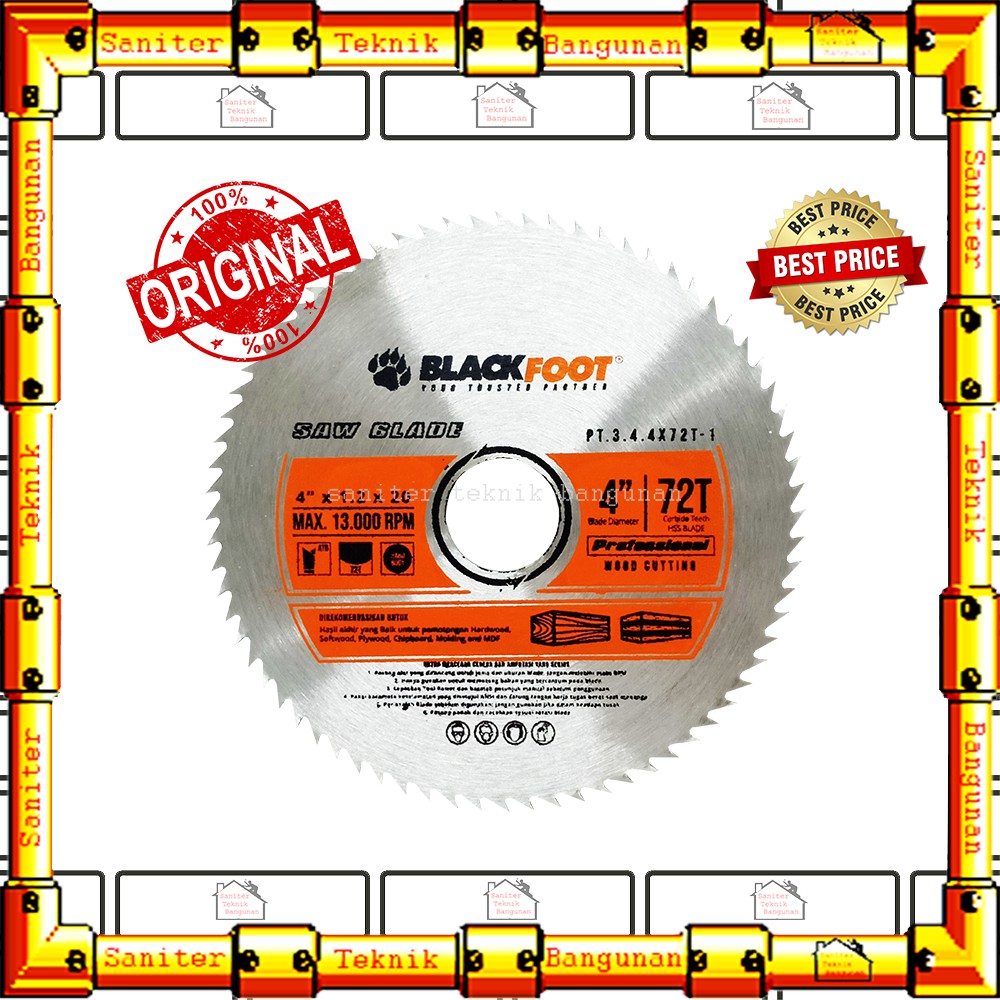 Mata Gerinda Saw Blade Blackfoot 4X72T / Mata Potong Kayu