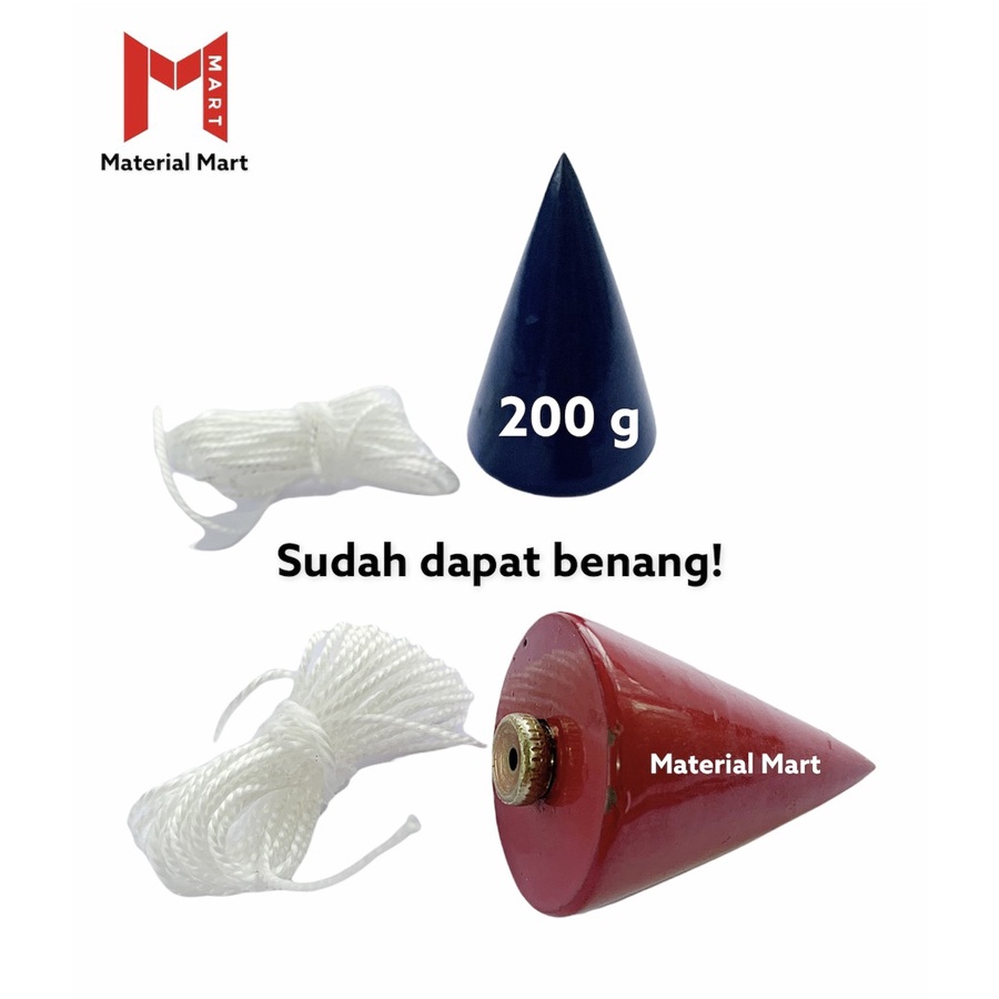 Lot Tukang 200g | Bandul Timbangan Kerucut 300 gr | Alat Keseimbangan 400 | Material Mart