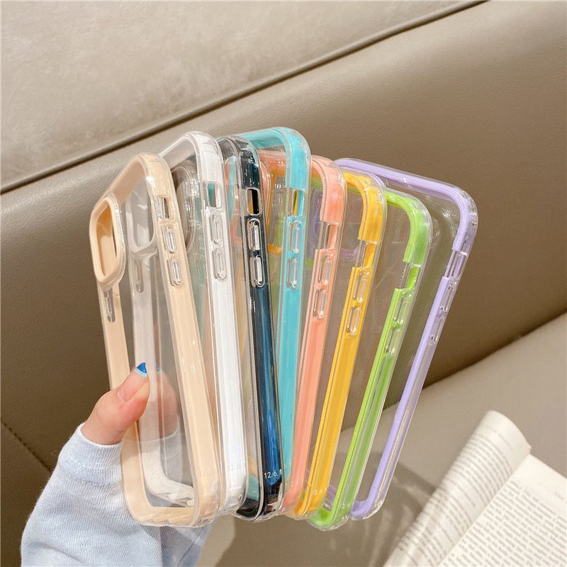 Colorful Frame 3 In 1 Lens Protection Phone casing for IPhone 13 12 11 Pro Max X Xs Max XR 8 7Plus Crystal Shock Resistant