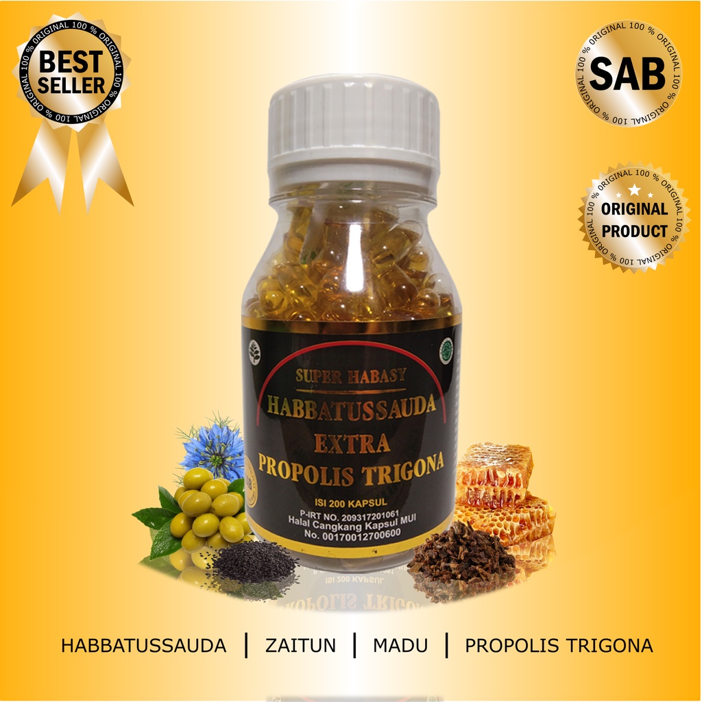 Habbatussauda Extra Propolis Trigona 200 kapsul Original SAB